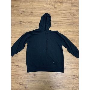 Vintage Rocket x Lunch Womens Oversized Small Black Cut Shoulder Hoodie